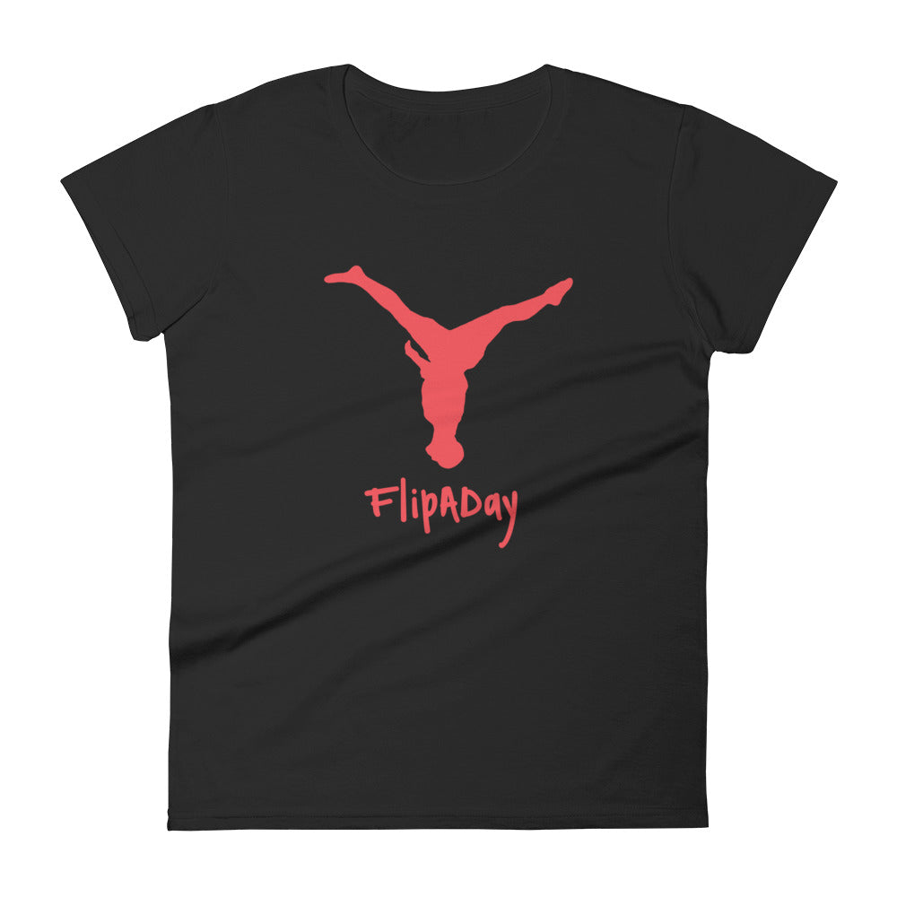 Women's Short Sleeve T-Shirt -  Red Split Leg Logo