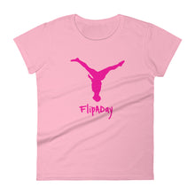 Load image into Gallery viewer, Women&#39;s Short Sleeve T-Shirt -  Pink Split Leg Logo
