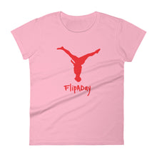 Load image into Gallery viewer, Women&#39;s Short Sleeve T-Shirt -  Red Split Leg Logo
