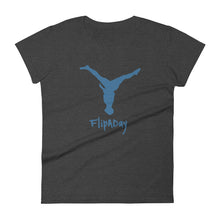 Load image into Gallery viewer, Women&#39;s Short Sleeve T-Shirt - Blue Split Leg Logo
