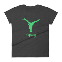 Load image into Gallery viewer, Women&#39;s Short Sleeve T-Shirt - Green Split Leg Logo
