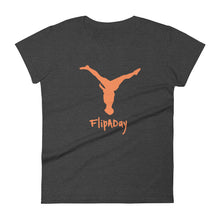 Load image into Gallery viewer, Women&#39;s Short Sleeve T-Shirt -  Orange Split Leg Logo
