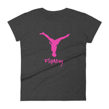 Load image into Gallery viewer, Women&#39;s Short Sleeve T-Shirt -  Pink Split Leg Logo
