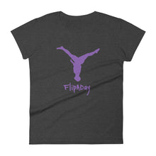 Load image into Gallery viewer, Women&#39;s Short Sleeve T-Shirt -  Purple Split Leg Logo
