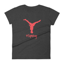 Load image into Gallery viewer, Women&#39;s Short Sleeve T-Shirt -  Red Split Leg Logo
