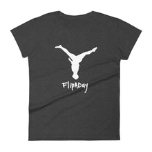 Load image into Gallery viewer, Women&#39;s Short Sleeve T-Shirt -  White Split Leg Logo
