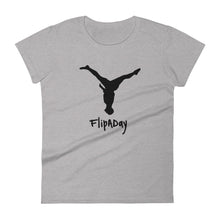 Load image into Gallery viewer, Women&#39;s Short Sleeve T-Shirt - Black Split Leg Logo
