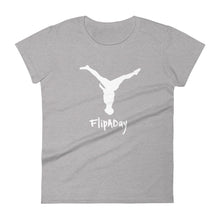 Load image into Gallery viewer, Women&#39;s Short Sleeve T-Shirt -  White Split Leg Logo
