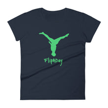 Load image into Gallery viewer, Women&#39;s Short Sleeve T-Shirt - Green Split Leg Logo
