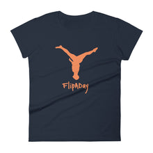 Load image into Gallery viewer, Women&#39;s Short Sleeve T-Shirt -  Orange Split Leg Logo
