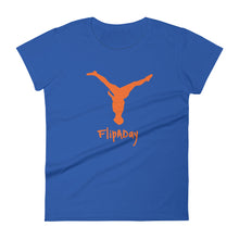 Load image into Gallery viewer, Women&#39;s Short Sleeve T-Shirt -  Orange Split Leg Logo
