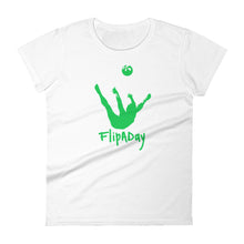 Load image into Gallery viewer, Women&#39;s Short Sleeve T-Shirt - Green Trick Shot Logo
